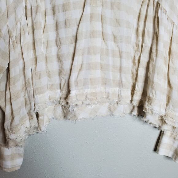 Free People Let It All Go Gingham Check Hooded Swing Top XS Oversized Boho Fall - Picture 9 of 15